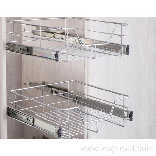 rack pull out metal wire baskets kitchen storage